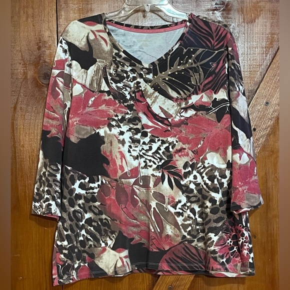 Allison Daley V Neck Quarter Sleeve Top Sz XL - Picture 5 of 6